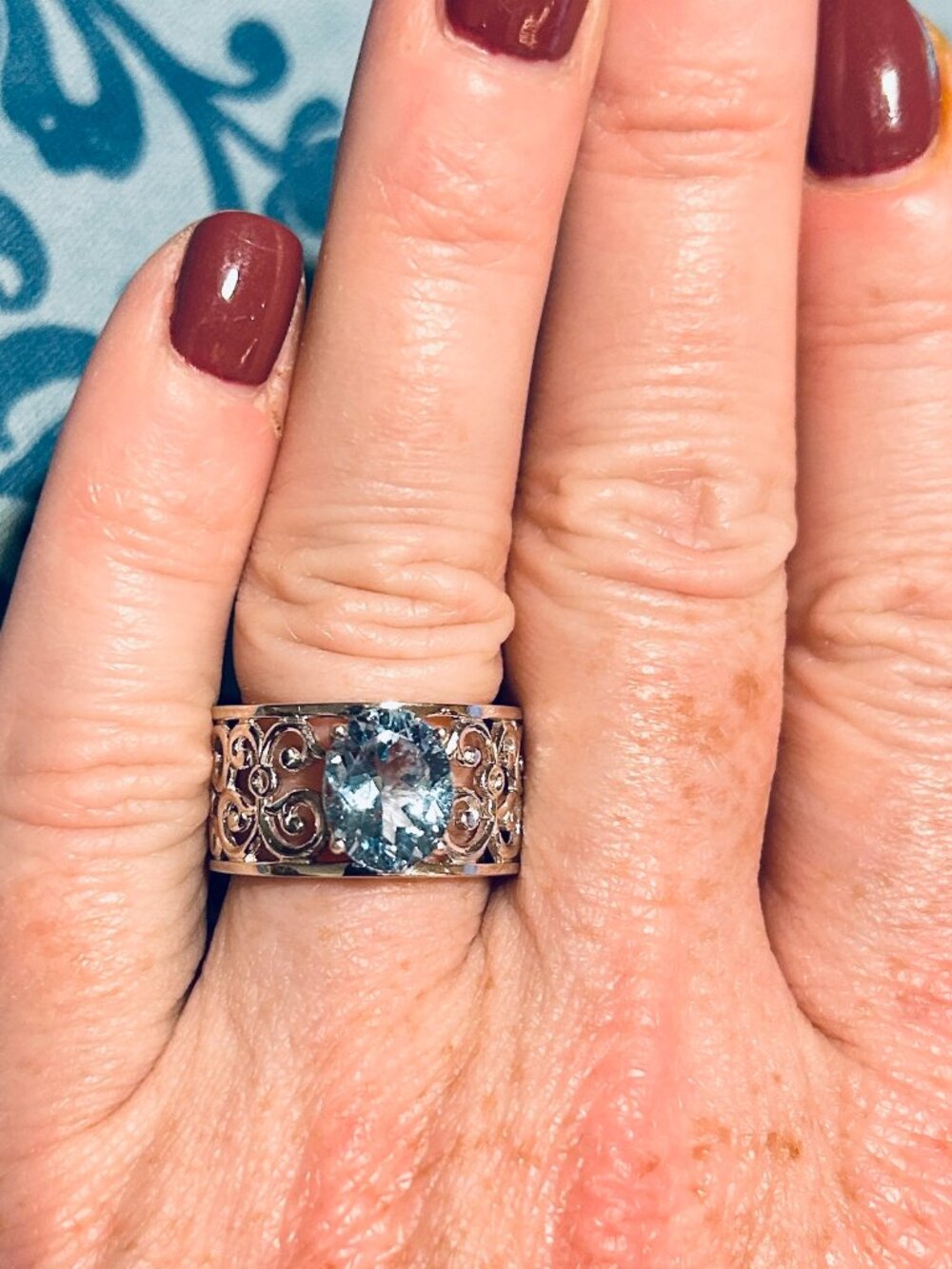 JTV - Sky Blue Glacier Topaz rhodium over silver ring 2.82ct